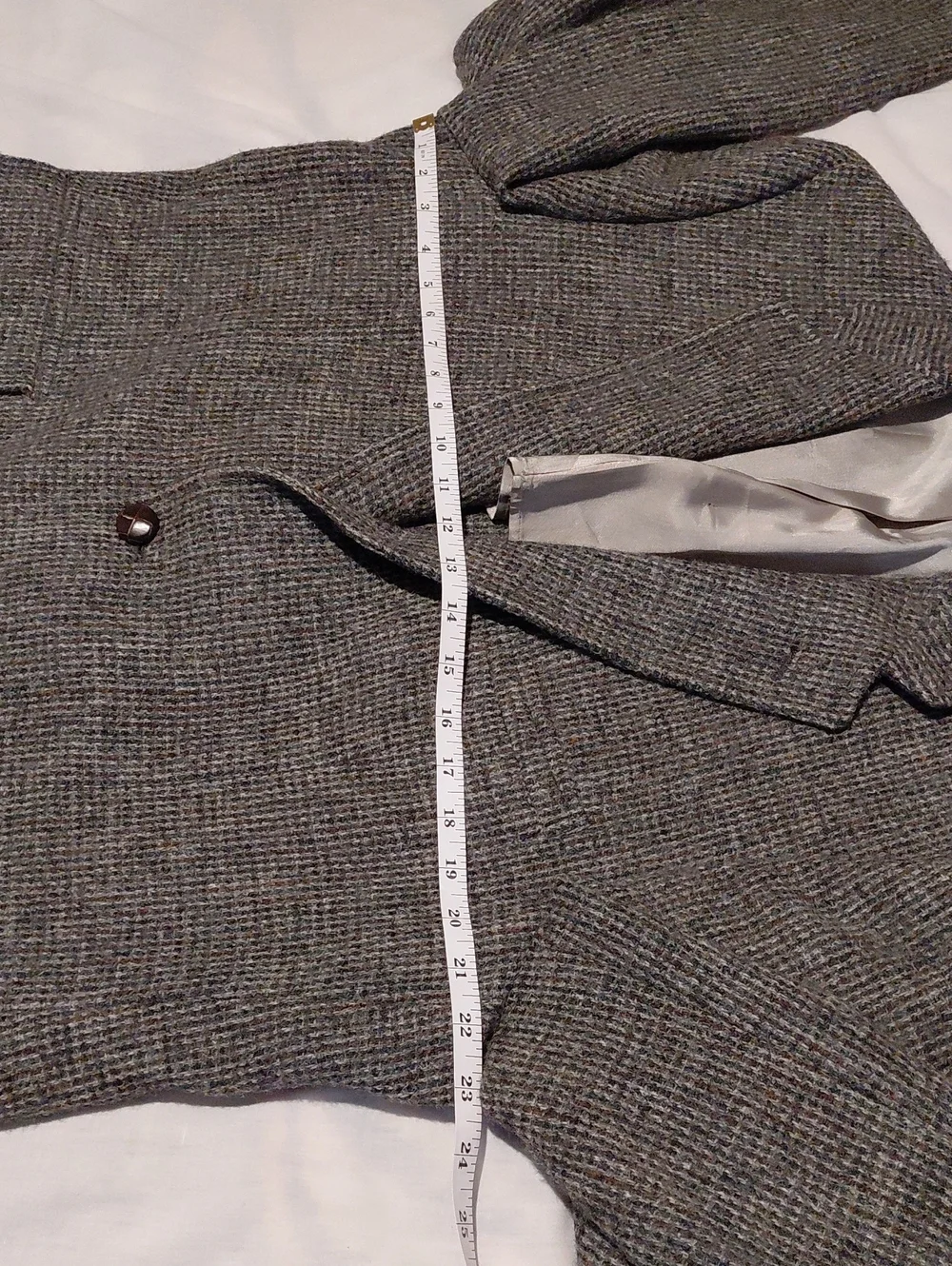 Vintage Norm Thompson Gray Harris Tweed Sport Coat 44R Dark Academia